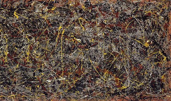 Contoh aliran abstrak ekspresionisme: Number 5 oleh Jackson Pollock, gambar asli diperoleh melalui: jackson-pollock.org