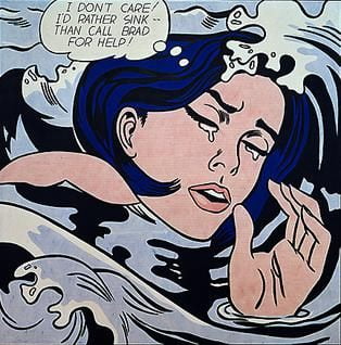 Contoh aliran pop art: Drowning Girl oleh Roy Lichtenstein, Gambar diperoleh melalui: wikipedia.org