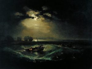 Contoh karya aliran romantisisme: Fishermen at Sea oleh J.M.W Turner, gambar asli diperoleh melalui wikipedia.com
