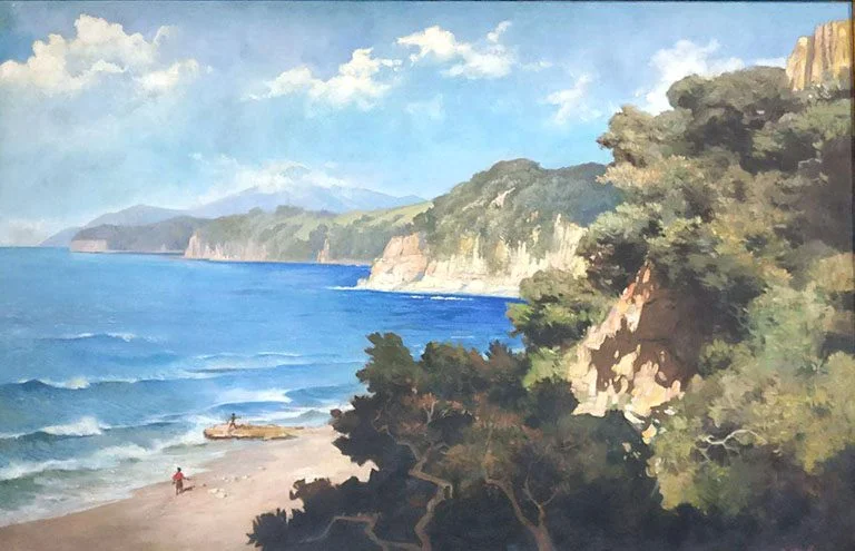 Contoh lukisan naturalis : Pantai flores, oleh: Basuki Abdullah