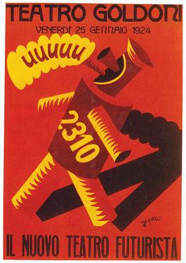 Gambar futurisme berupa poster karya Depereo.