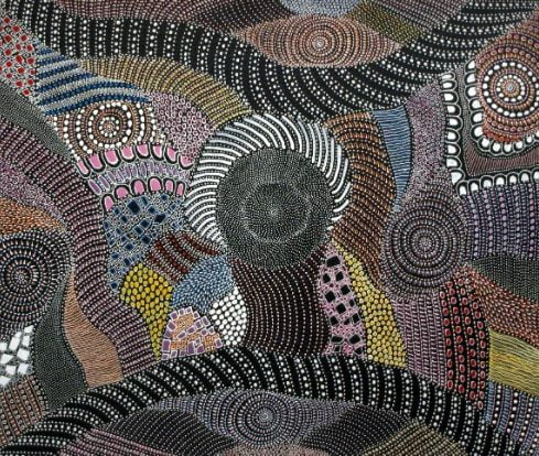 gambar pointilis dari suku aborigin