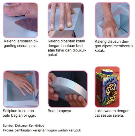 langkah cara proses pembuatan kerajinan logam wadah kerupuk