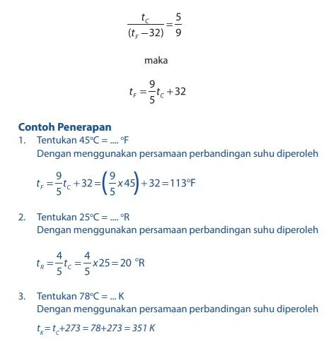 persamaan rumus konversi skala suhu dan contoh