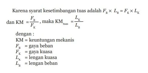 rumus matematis keuntungan mekanis pengungkit