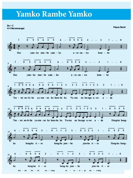 bernyanyi lagu daerah secara unisono yamko rambe yamko