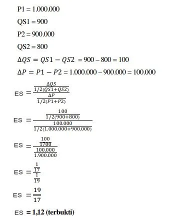 contoh penyelesaian soal elastisitas penawaran